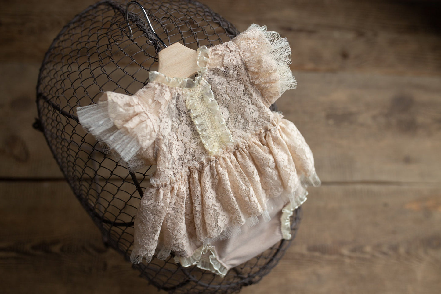 Beige romper newborn girl elegant lace trim,Newborn Girl Outfit,Newborn Photography Prop,Newborn Photo Prop,Newborn baby gift,Pregnancy gift