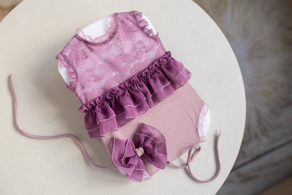 Newborn romper Newborn Baby Girl Elegant Lace Trim & Headband,Newborn Photography Props,Newborn Photo Props,Newborn baby gift,Pregnancy gift