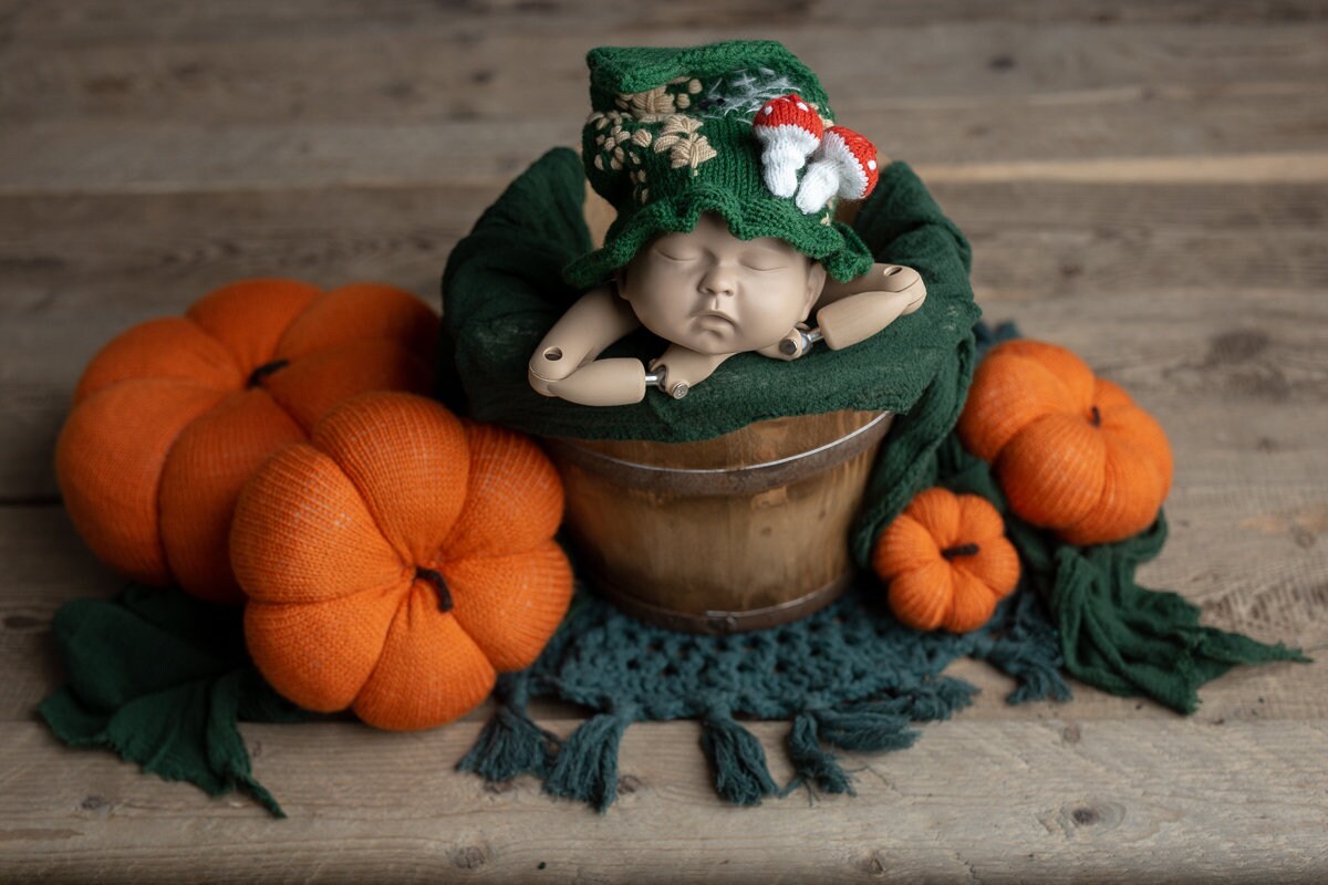 Newborn Knit Pumpkins Toys, Newborn Pumpkin Decor, Pumpkins Fall Decor Autumn,Knitted Newborn Photography Props Set, Newborn Photo Props
