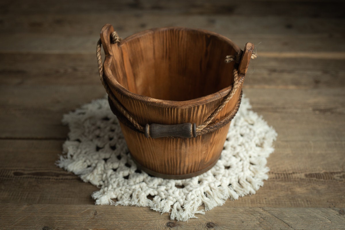 Newborn wood bucket,Newborn bucket,Newborn bowl,Newborn wooden bowl,Carved Wooden bucket,Newborn photography,Newborn photo prop