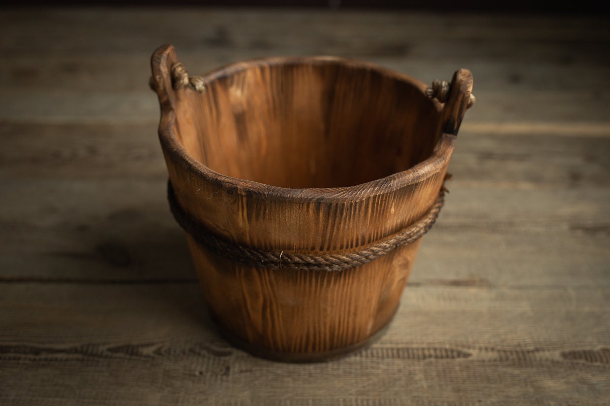 Newborn wood bucket,Newborn bucket,Newborn bowl,Newborn wooden bowl,Carved Wooden bucket,Newborn photography,Newborn photo prop