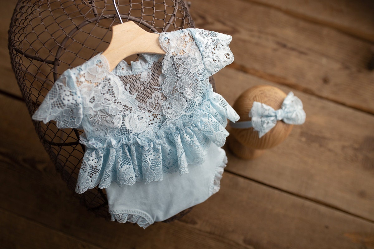 Newborn Girl Romper, Newborn Girl Outfit, Newborn Photography Props, Newborn Photo Props, Newborn romper with Headband for newborn girls,RTS