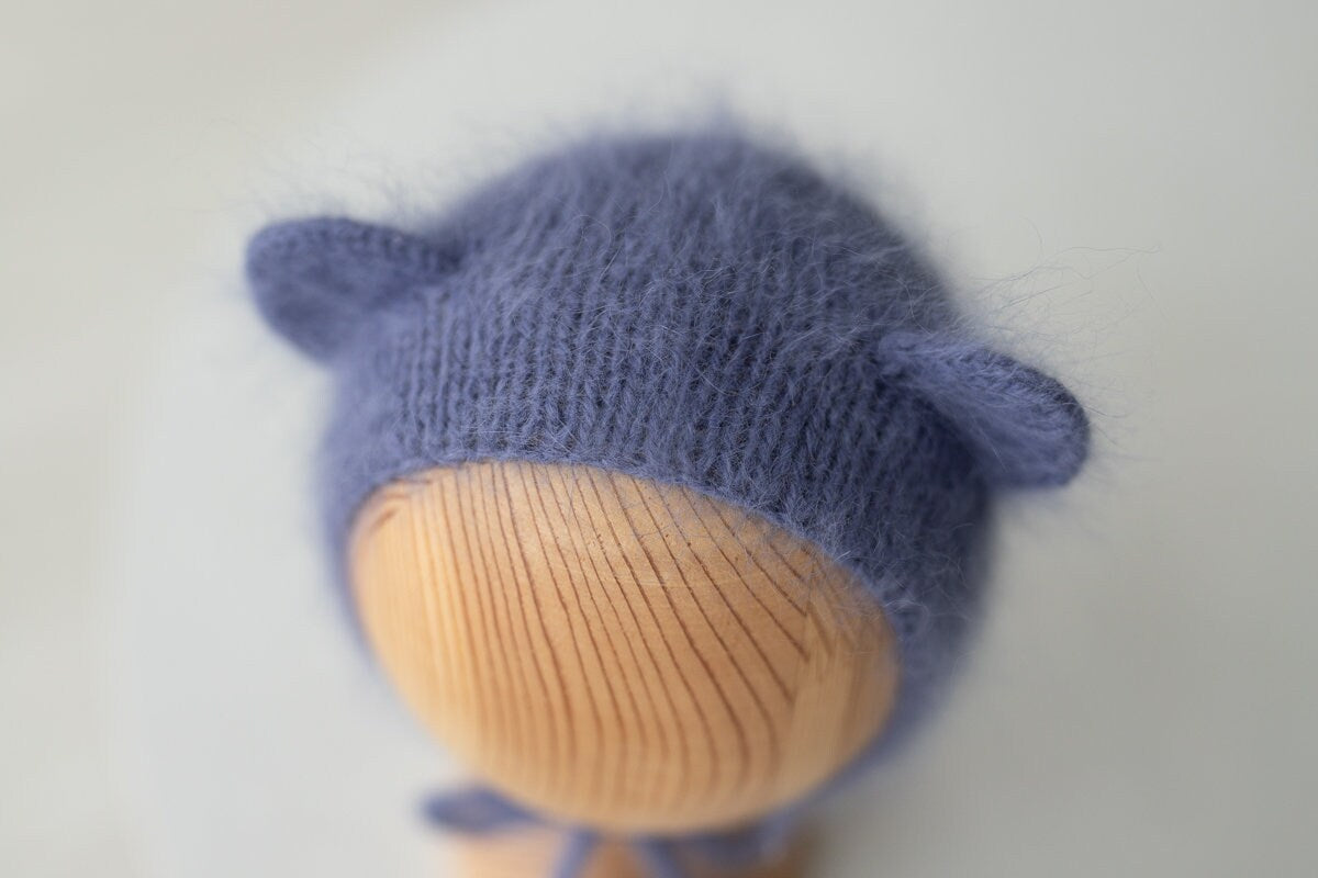 Newborn Knit Bonnet,Newborn Teddy Bear Sleep Hat,Newborn Hat,Newborn outfit,Newborn cap,Newborn photography,Newborn Knitted Sleeper Hat