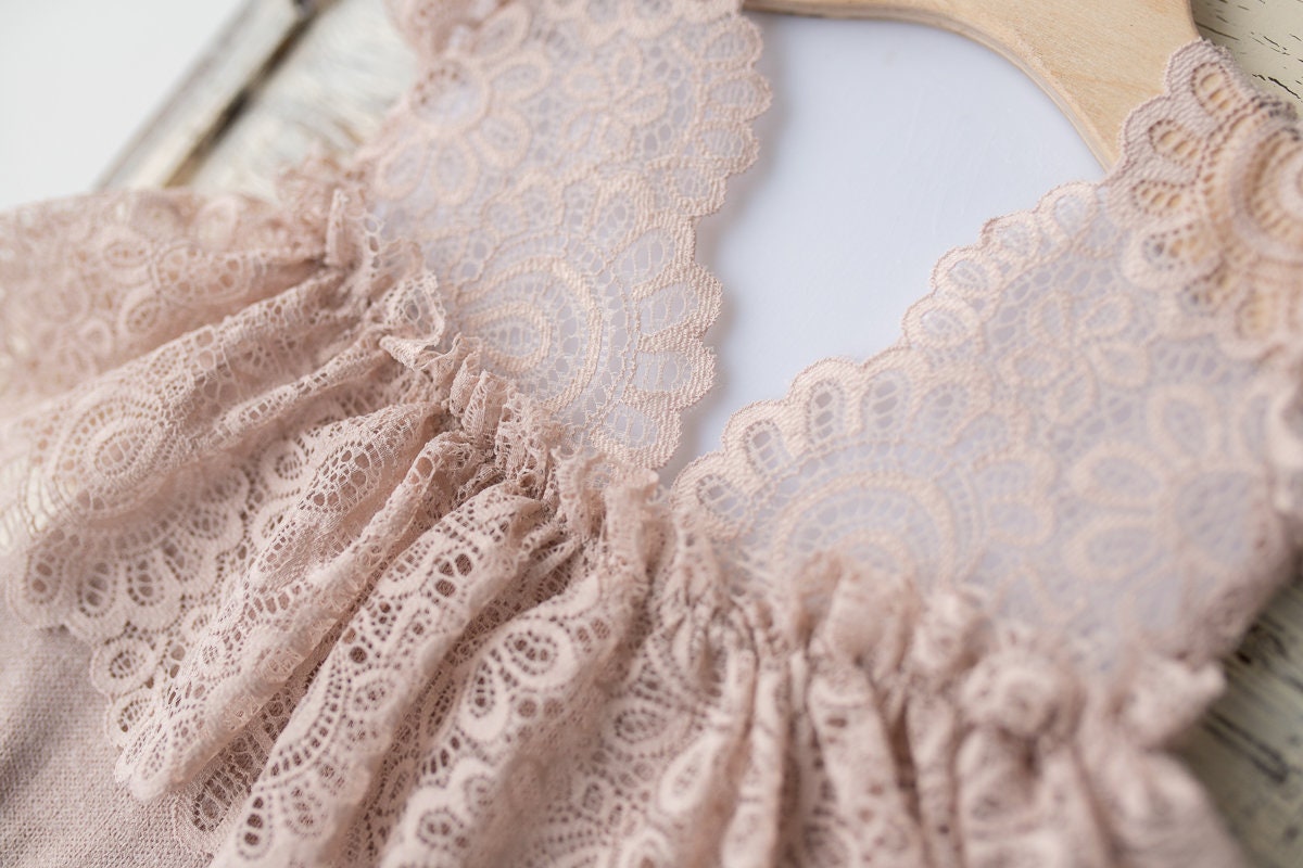 Newborn girl romper with elegant lace trim & headband,Newborn Romper,Newborn photography prop,Newborn photo outfit girl,Pregnancy gift