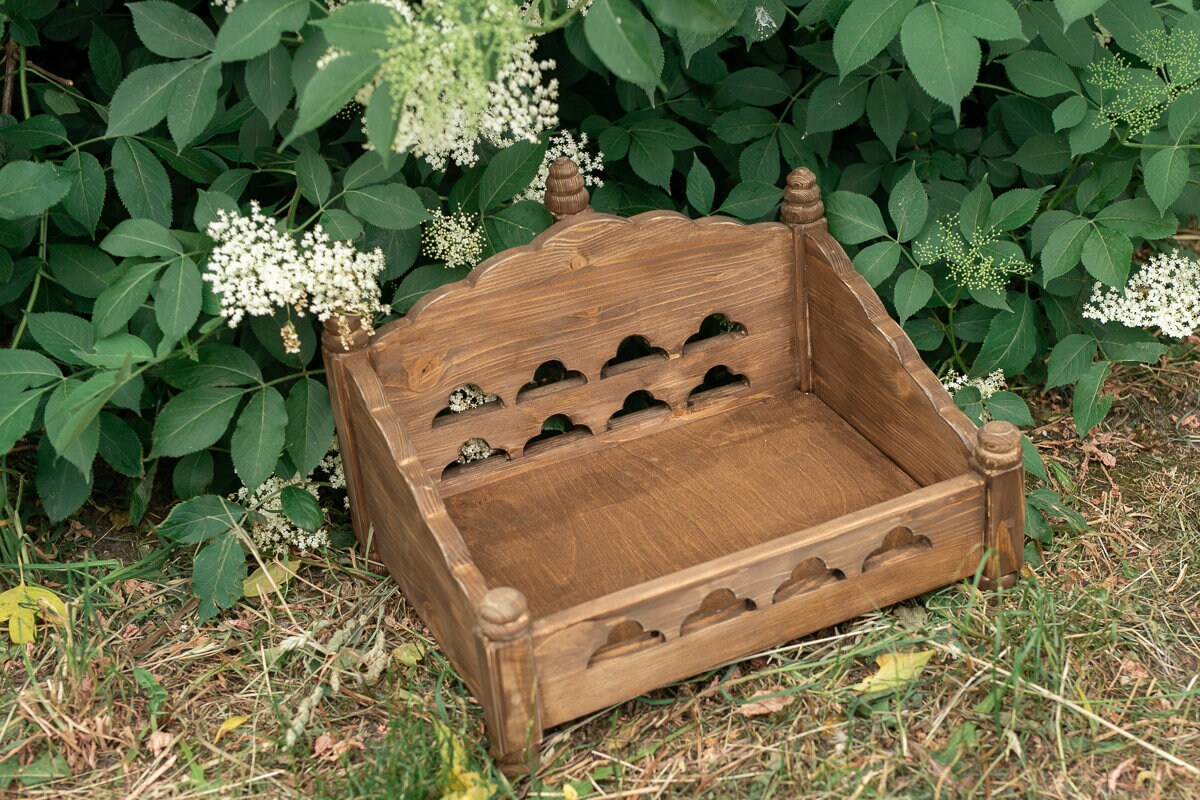 Newborn Wooden Bed,Real Wood Newborn Bed Prop,Newborn Photography Props,Newborn Photo Prop,Nursery Decor,Doll Bed,Rustic Wooden Bed