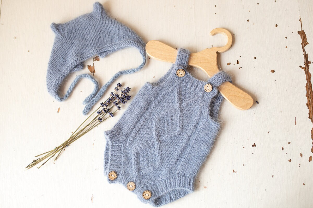 Knitted romper & bonnet,Newborn Photography Prop Set,Newborn photography outfit,Newborn girl photoshoot outfit,Pregnancy gift,Newborn props