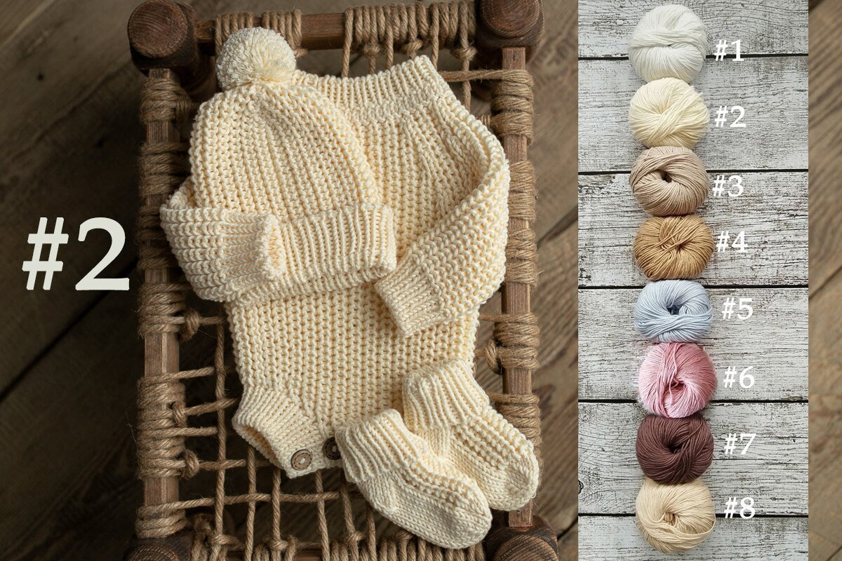 Newborn Knit romper,Newborn Knited set,Newborn Hat,Newborn outfit,Newborn cap,Newborn photography,Pregnancy gift,Knitted newborn photo props