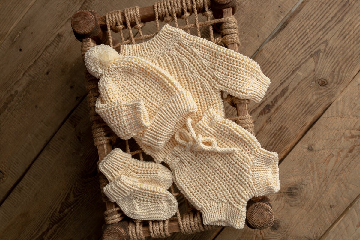 Newborn Knited set,Newborn Knit romper,Newborn Hat,Newborn outfit,Newborn cap,Newborn photography,Pregnancy gift,Knitted newborn photo props