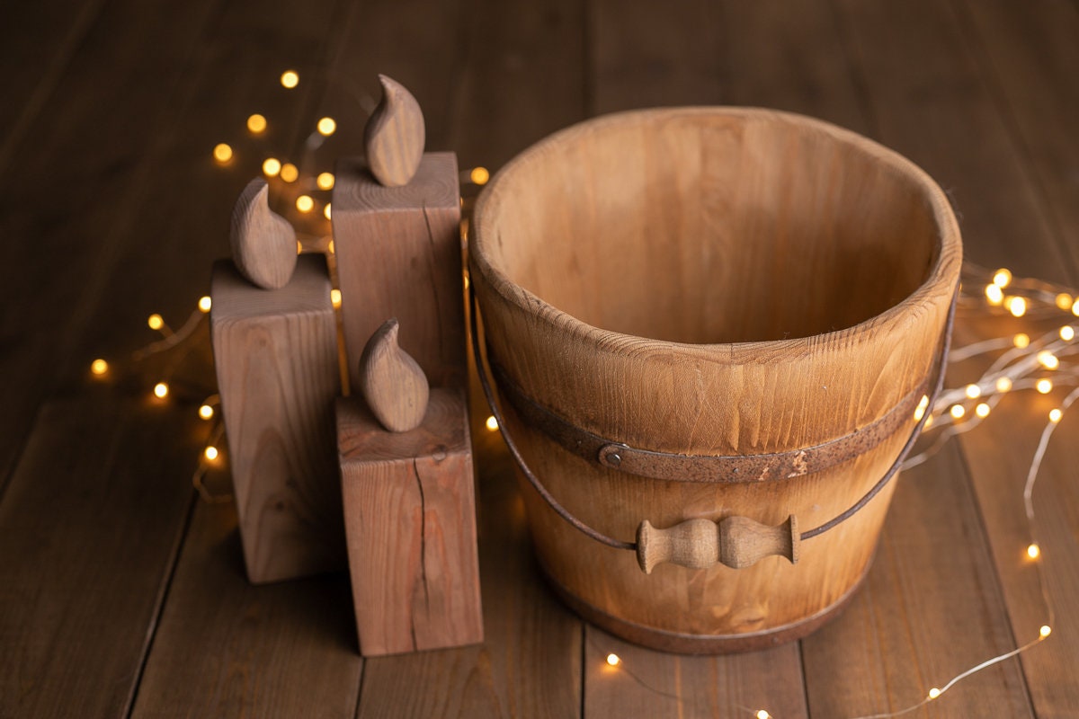 Newborn wood bucket,Newborn bucket,Newborn bowl,Newborn wooden bowl,Carved Wooden bucket,Newborn photography,Newborn photo prop