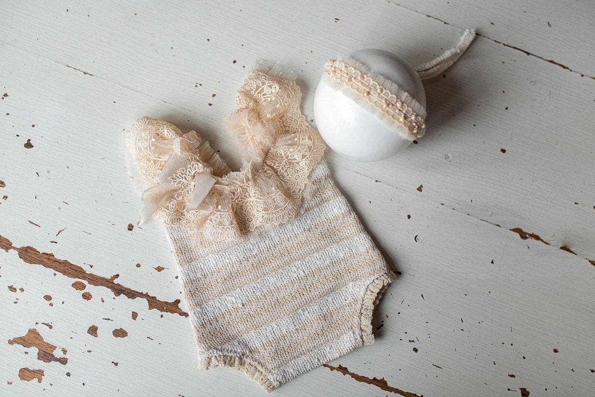 Newborn girl Romper & Headband,Newborn photography girl outfit,Newborn Outfit,Newborn Photography Prop,Newborn Photo Prop,Newborn Romper