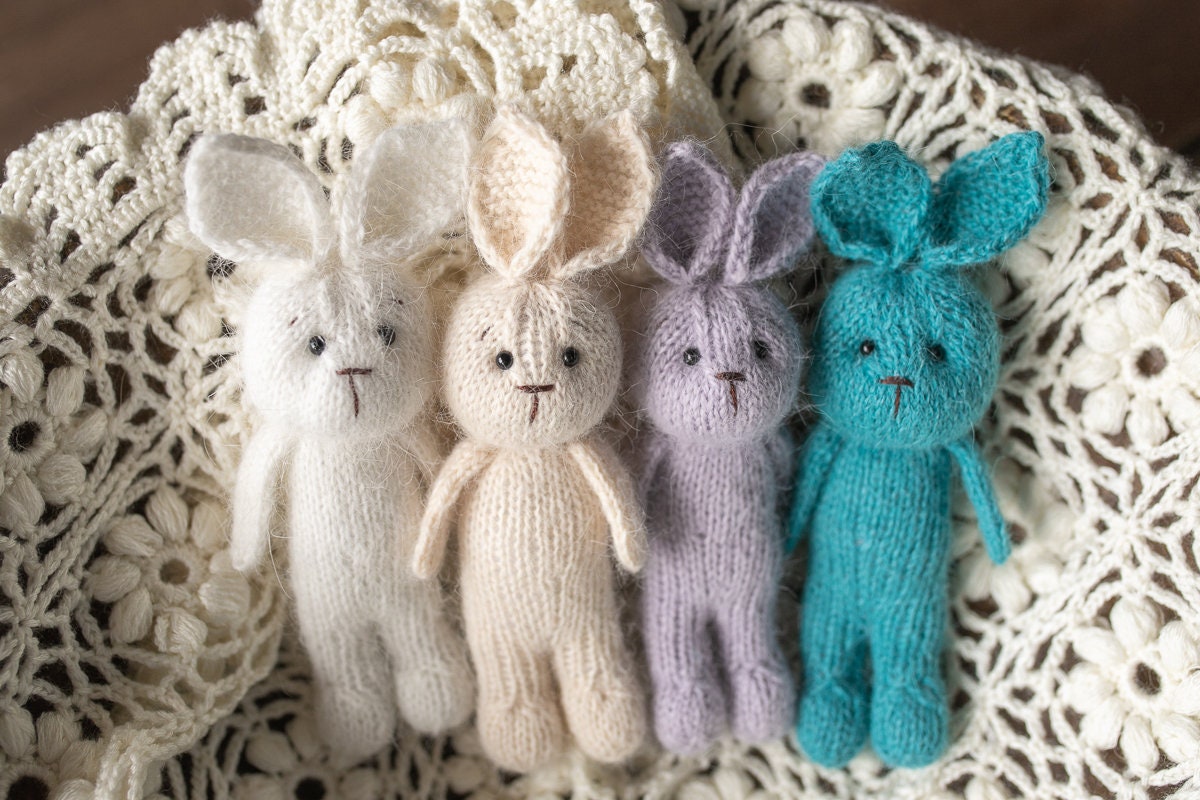 Knitted Newborn Bunny Toy for Photography,Newborn Crochet Rabbit Toy,Newborn Photography props,Easter bunny knitted toy,Newborn Props Set