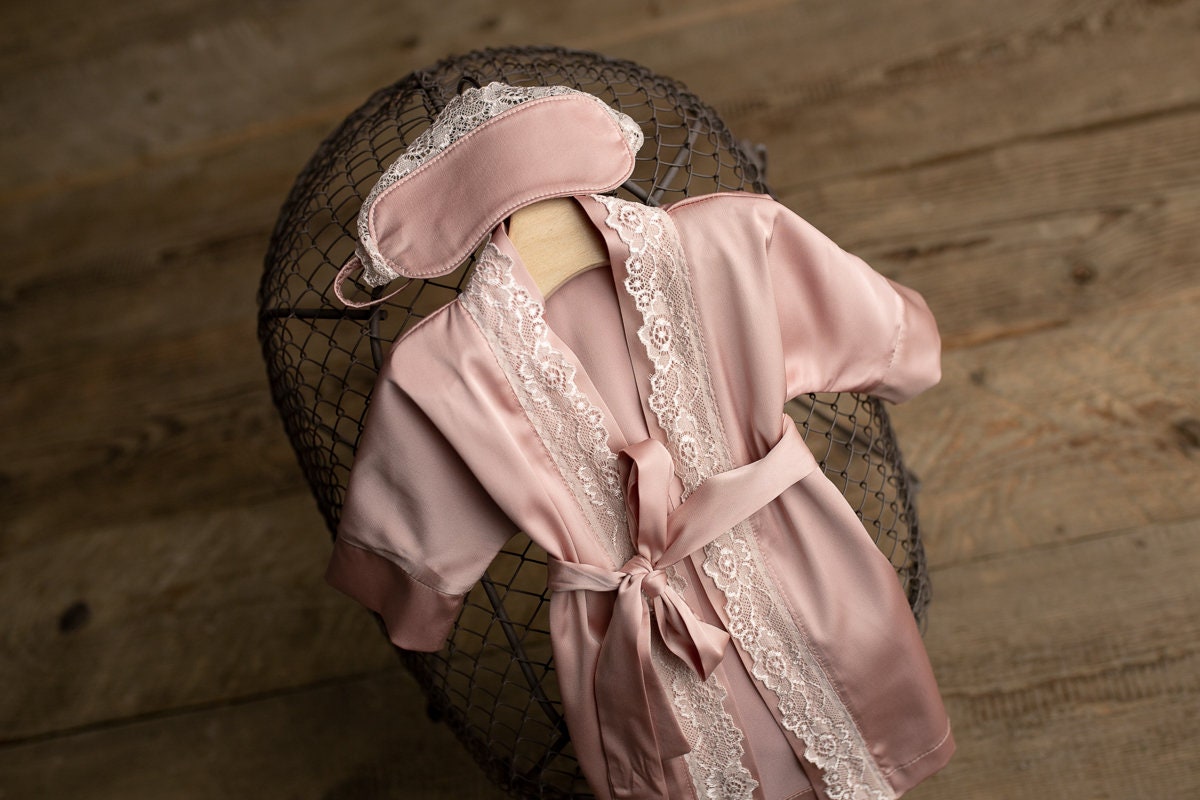 Baby girl outfit,evening robe & blindfold,Photo prop Newborn,Newborn photo prop,Newborn Outfit,Newborn photo outfit girl,Newborn prop outfit