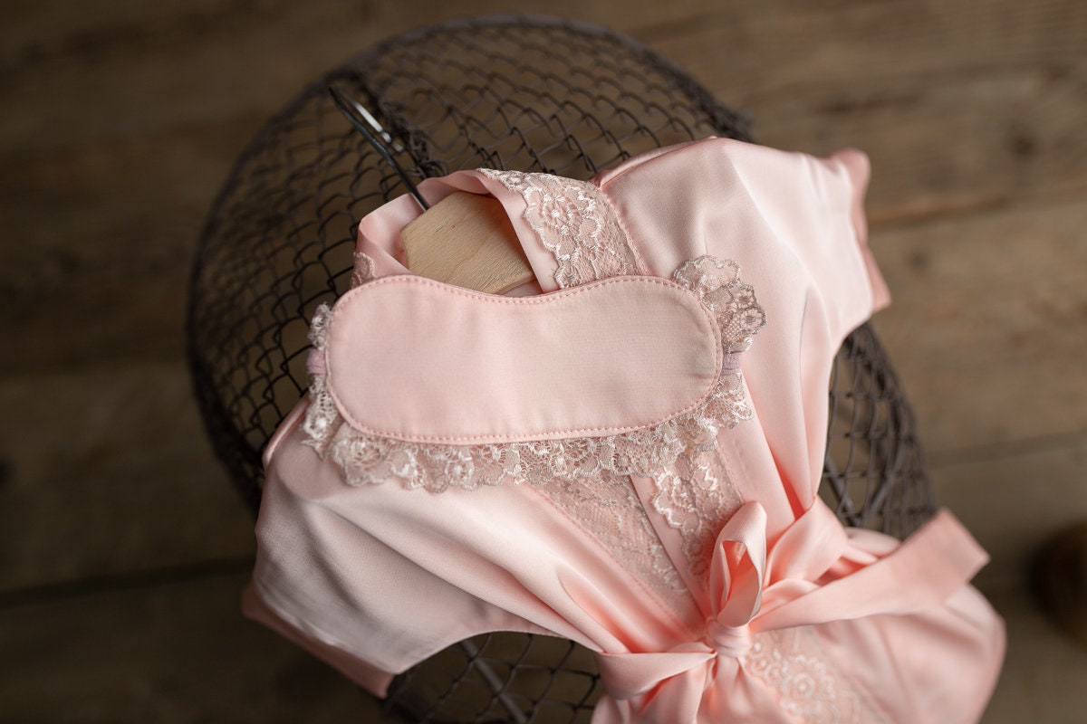 Baby girl outfit,evening robe & blindfold,Photo prop Newborn,Newborn photo prop,Newborn Outfit,Newborn photo outfit girl,Newborn prop outfit
