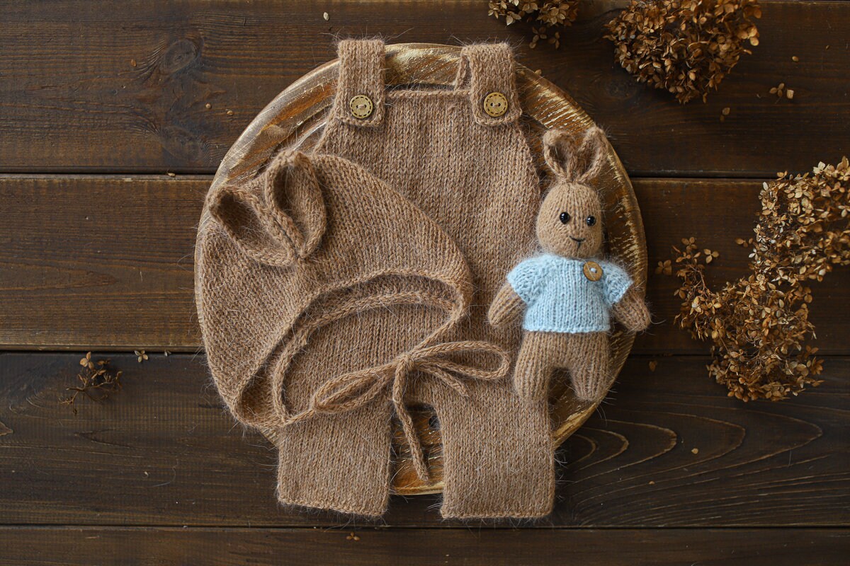 2001Newborn knitted Set-Romper,Bonnet,Bunny Toy,Jacket,Newborn photography outfit,Сable knit romper,Pregnancy gift,newborn props (Copy)
