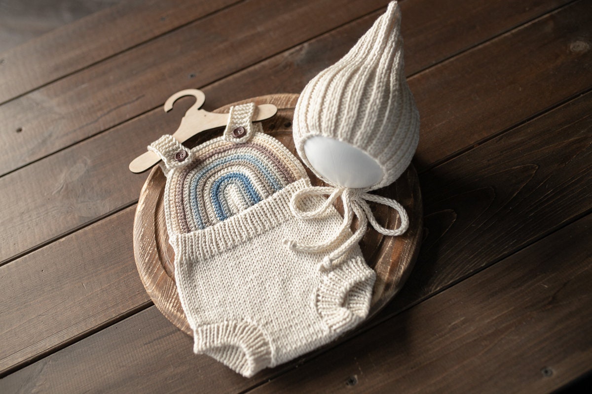 Newborn Knit romper,Newborn Knited set,Newborn Hat,Newborn outfit,Newborn cap,Newborn photography,Pregnancy gift,Knitted newborn photo props