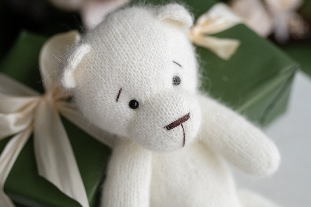 Newborn Knit Teddy Bear Outfit with Toy,Big Knitted Teddy Bear Toys, Newborn Teddy Bear Outfit, Newborn Photo Props,Baby Bear Crochet Toy