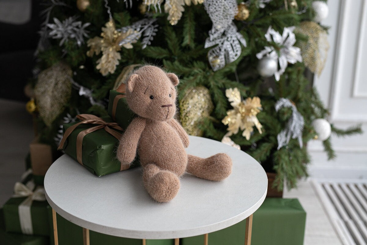 Newborn Knit Teddy Bear Outfit with Toy,Big Knitted Teddy Bear Toys, Newborn Teddy Bear Outfit, Newborn Photo Props,Baby Bear Crochet Toy