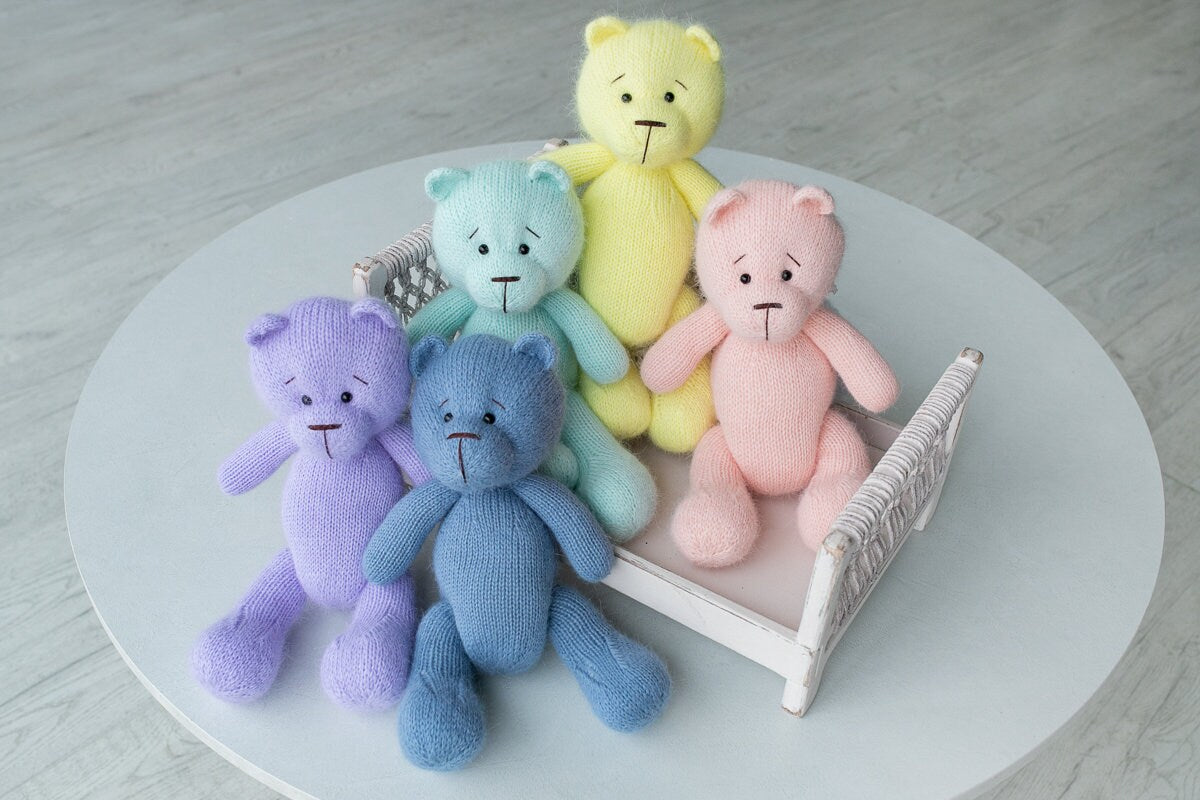 Newborn Knit Teddy Bear Outfit with Toy,Big Knitted Teddy Bear Toys, Newborn Teddy Bear Outfit, Newborn Photo Props,Baby Bear Crochet Toy