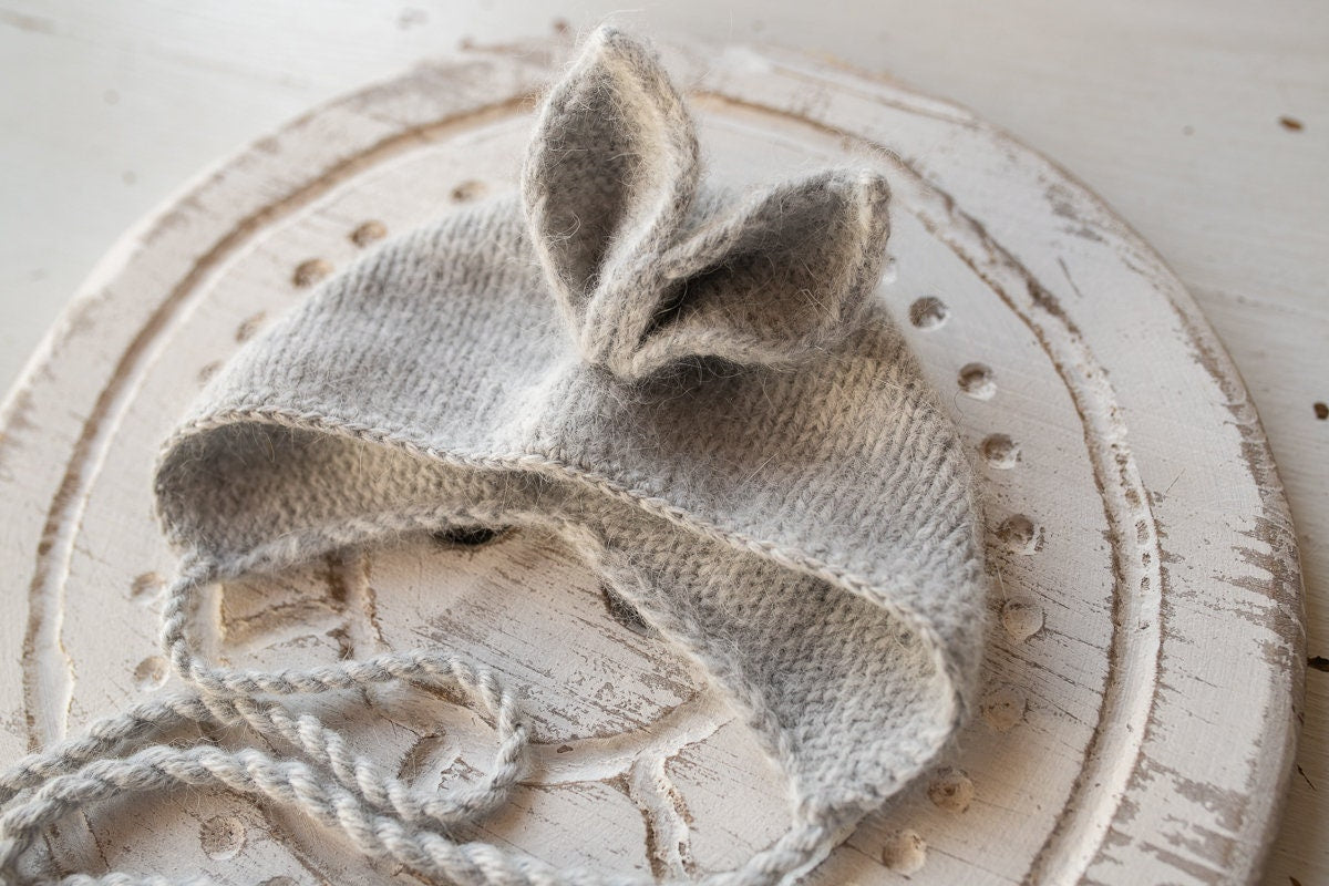 Newborn Knitted Bunny Photography Props,Newborn Bunny Hat,Newborn Knit Bunny Toy,Baby Rabbit Knitted Toy,Newborn Photography Prop