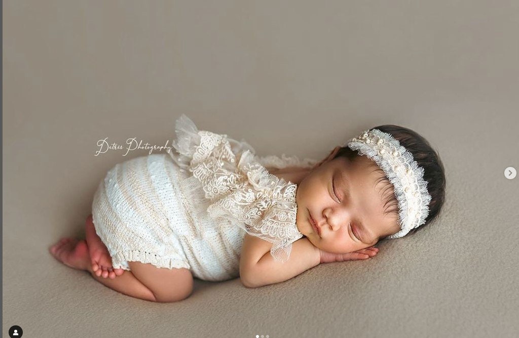 Newborn girl Romper & Headband,Newborn photography girl outfit,Newborn Outfit,Newborn Photography Prop,Newborn Photo Prop,Newborn Romper