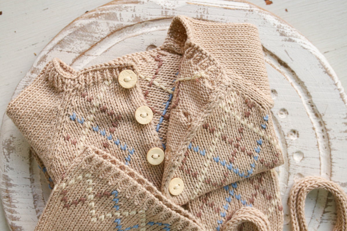 Newborn baby boy Knitted romper & bonnet,Newborn Outfit Boy,Newborn Photography Props,Newborn boy photoshoot outfit,Newborn photo prop