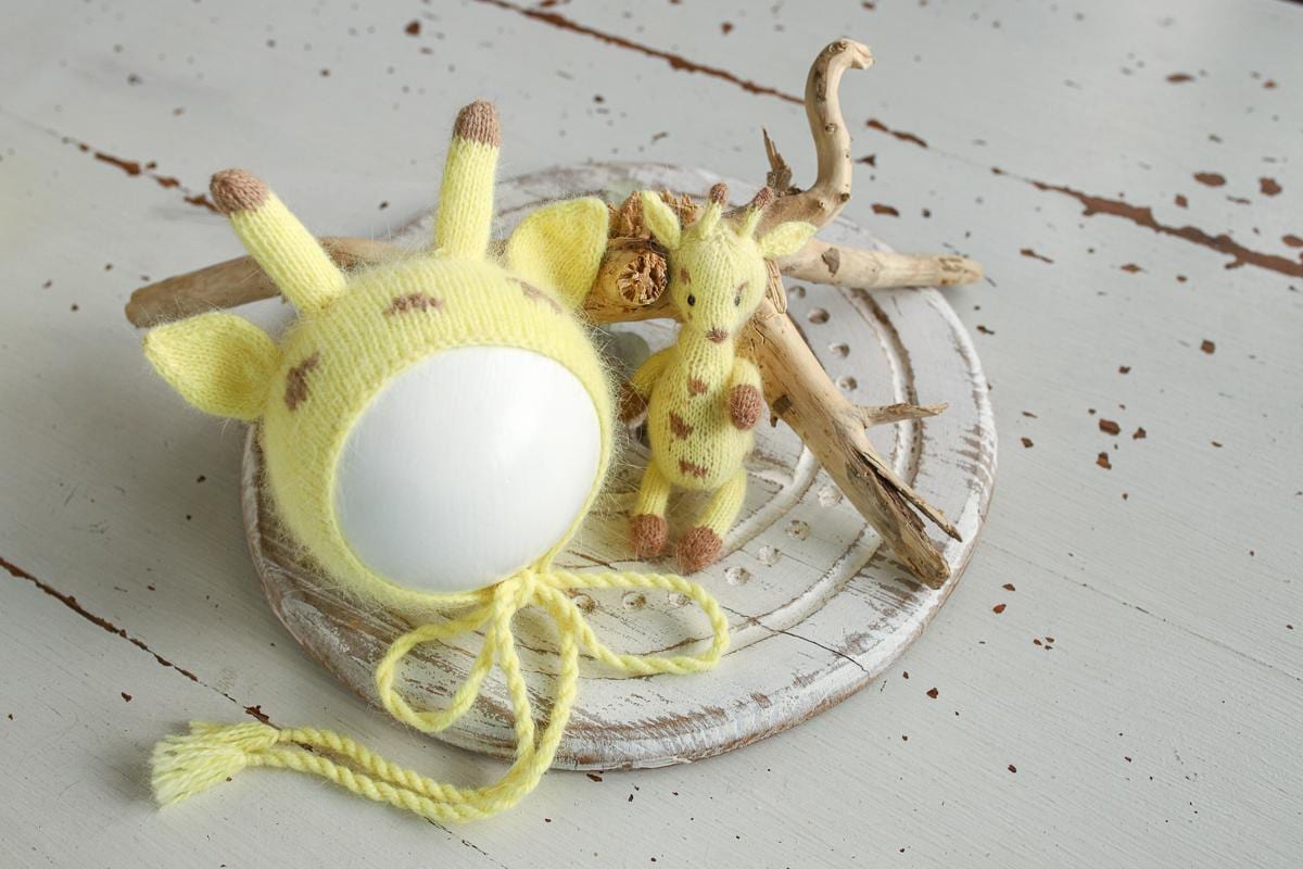 Newborn Knitted Giraffe Photography Props,Newborn Giraffe Hat,Newborn Knit Giraffe Toy,Baby Giraffe Crochet Toy,Newborn Photography Prop