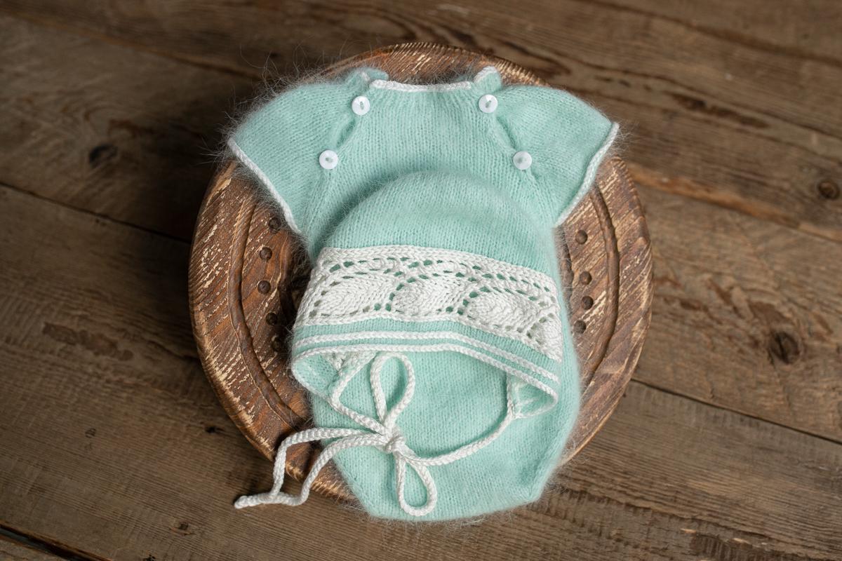 Knitted romper and bonnet,Newborn knitted Set,Newborn photography outfit,Сable knit romper,Pregnancy gift,newborn knit outfit,newborn props