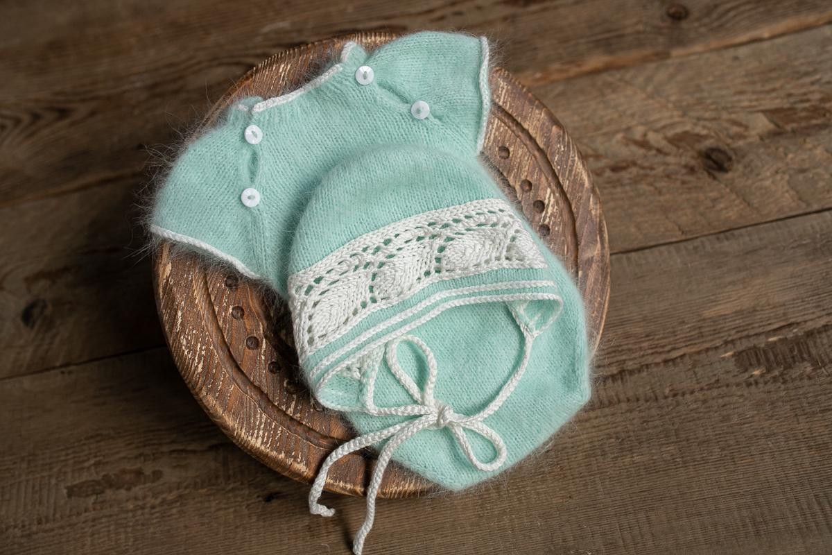 Knitted romper and bonnet,Newborn knitted Set,Newborn photography outfit,Сable knit romper,Pregnancy gift,newborn knit outfit,newborn props