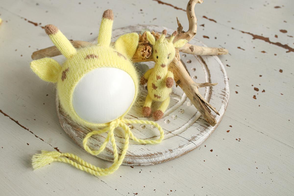 Newborn Knitted Giraffe Photography Props,Newborn Giraffe Hat,Newborn Knit Giraffe Toy,Baby Giraffe Crochet Toy,Newborn Photography Prop