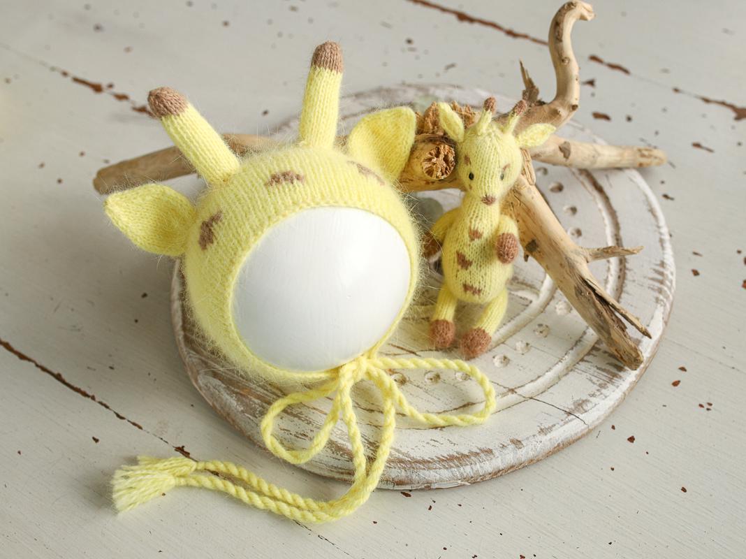 Newborn Knitted Giraffe Photography Props,Newborn Giraffe Hat,Newborn Knit Giraffe Toy,Baby Giraffe Crochet Toy,Newborn Photography Prop