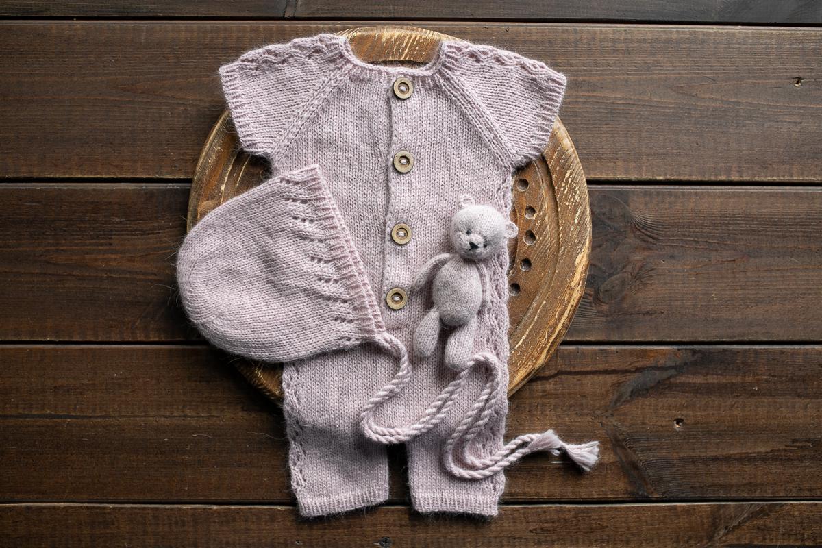 Knitted romper,bonnet and Knit Teddy Bear,Newborn knitted Set,Newborn photography outfit,Pregnancy gift,newborn knit outfit,newborn props
