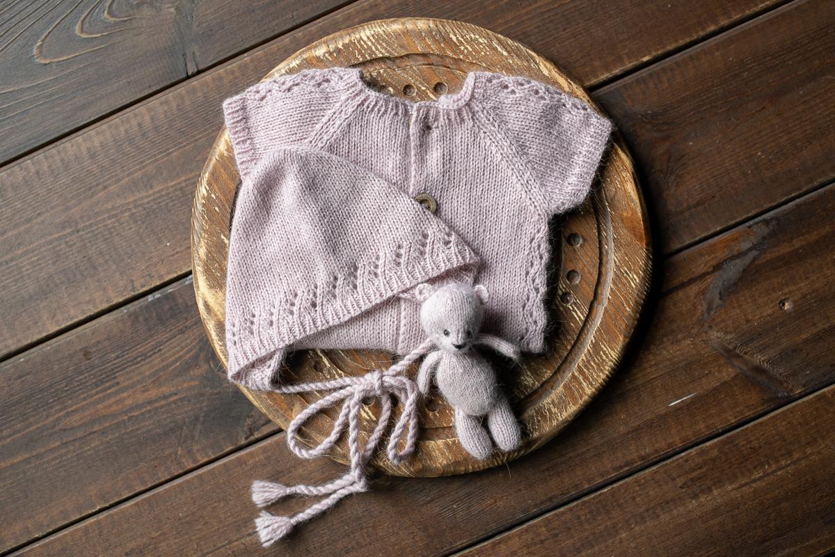 Knitted romper,bonnet and Knit Teddy Bear,Newborn knitted Set,Newborn photography outfit,Pregnancy gift,newborn knit outfit,newborn props