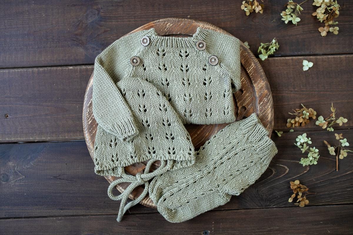Newborn Knit romper,Newborn Knited set,Newborn Hat,Newborn outfit,Newborn cap,Newborn photography,Pregnancy gift,Knitted newborn photo props