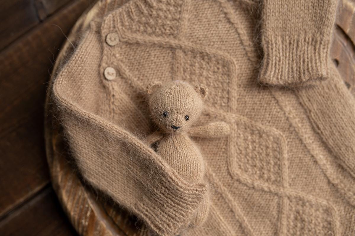 Newborn Knit romper,Newborn Knited set,Newborn Hat,Newborn outfit,Knitted Teddy Bear,Newborn photography,Knitted newborn photo props