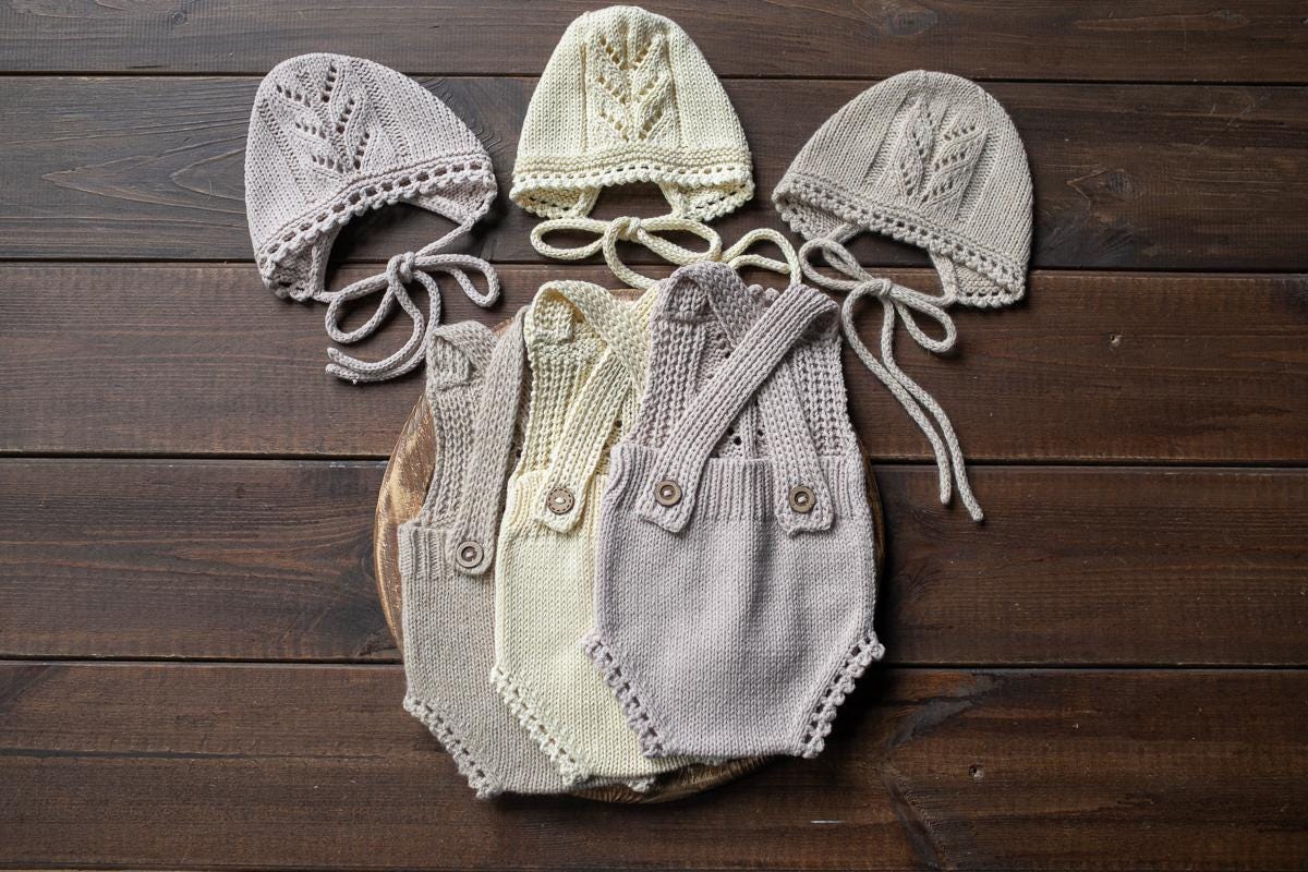 Knitted romper and bonnet,Newborn knitted Set,Newborn photography outfit,Сable knit romper,Pregnancy gift,newborn knit outfit,newborn props