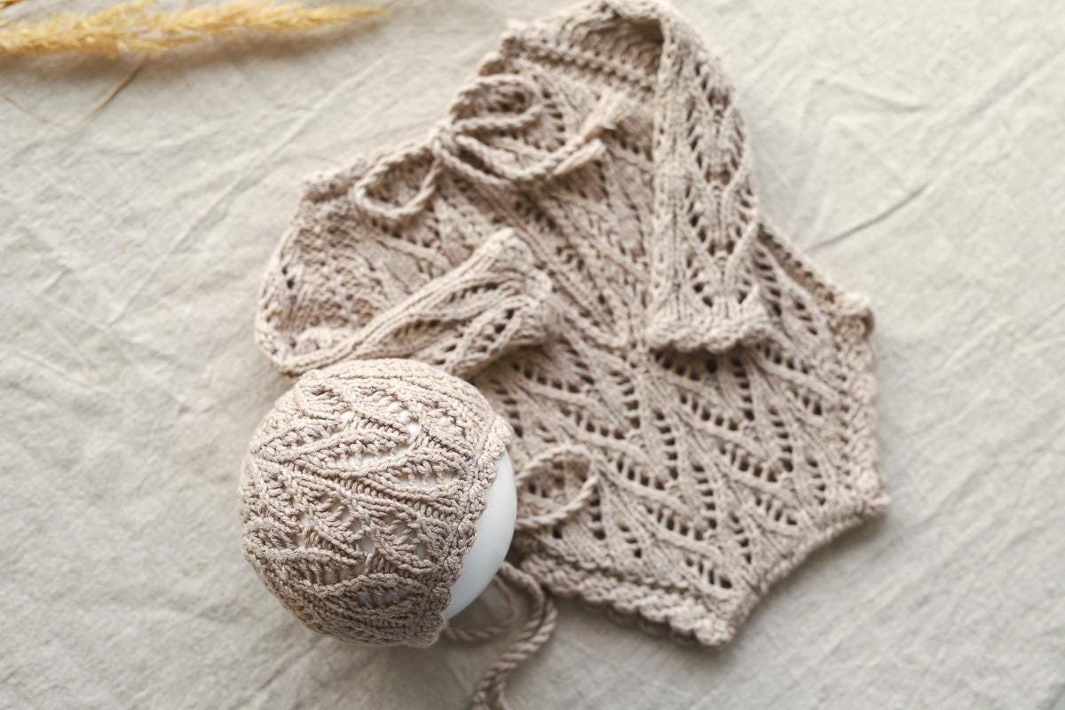 Knitted romper & bonnet,Newborn Photography Prop Set,Newborn photography outfit,Newborn girl photoshoot outfit,Pregnancy gift,Newborn props