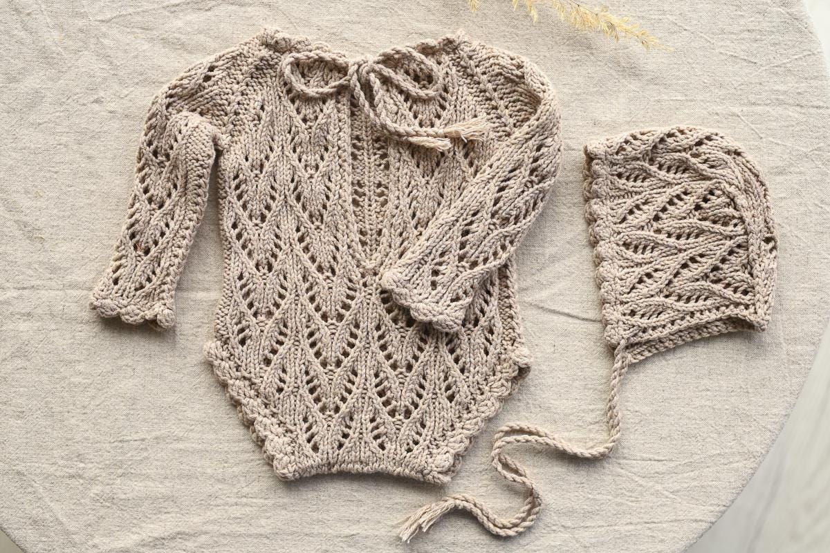Knitted romper & bonnet,Newborn Photography Prop Set,Newborn photography outfit,Newborn girl photoshoot outfit,Pregnancy gift,Newborn props