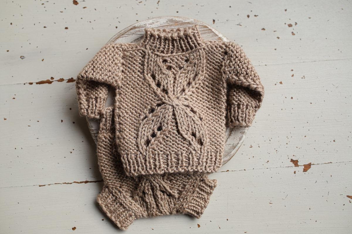 Newborn Knited set, age 0 to 1 m,Newborn Coming Home Outfit Knitted Baby Chunky Sweater,Bloomers,Newborn outfit,Knitted newborn photo props