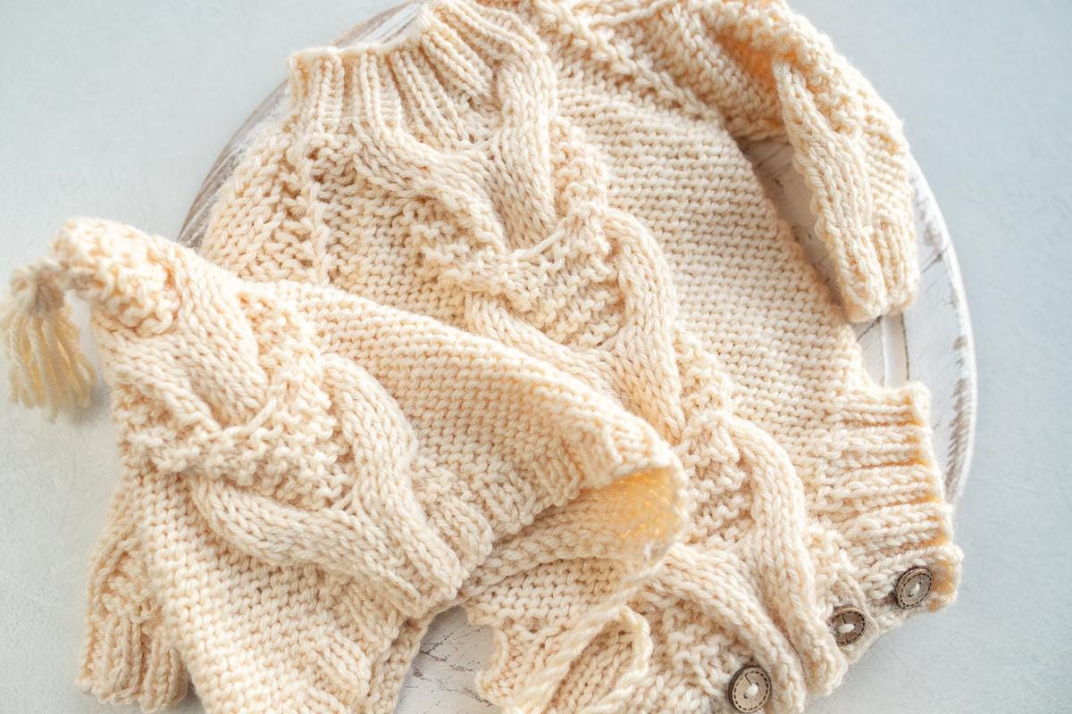Newborn Knited set,Newborn Knit romper,Newborn Hat,Newborn outfit,Newborn cap,Newborn photography,Pregnancy gift,Knitted newborn photo props