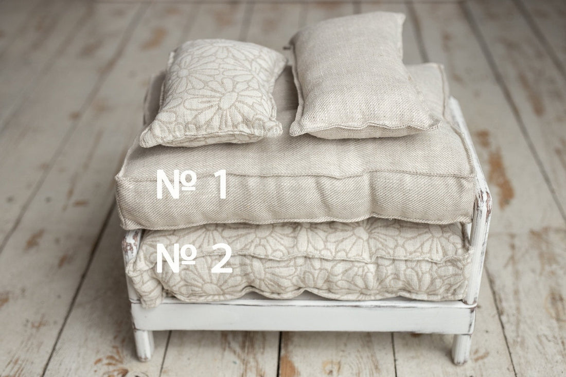 Newborn linen posing bed and pillow — budget prop kit guide