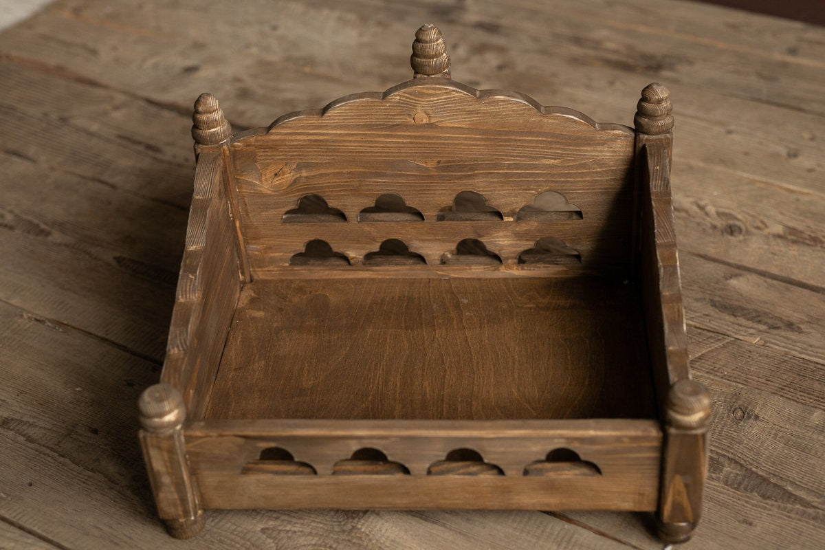 Newborn wooden bed photography prop for home photoshoot