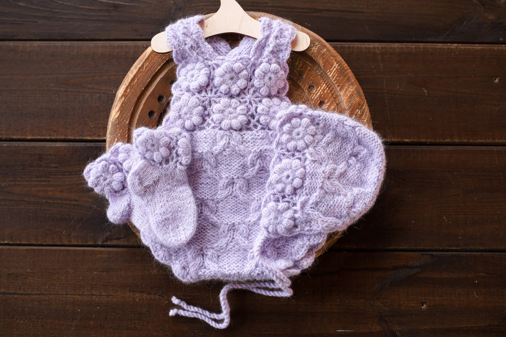 Knitted romper and bonnet,Newborn knitted Set,Newborn photography outfit,Сable knit romper,Pregnancy gift,newborn knit outfit,newborn props (Copy)