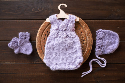 Knitted romper and bonnet,Newborn knitted Set,Newborn photography outfit,Сable knit romper,Pregnancy gift,newborn knit outfit,newborn props