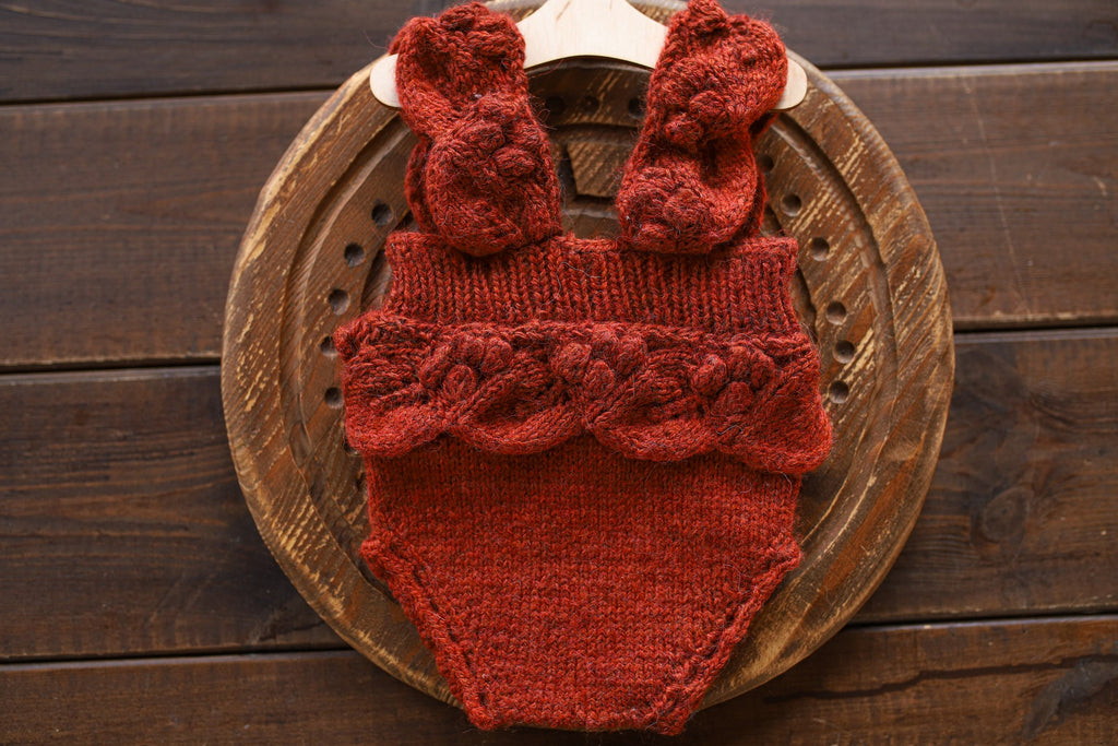 Knitted romper and bonnet,Newborn knitted Set,Newborn photography outfit,Сable knit romper,Pregnancy gift,newborn knit outfit,newborn props (Copy) (Copy) (Copy)