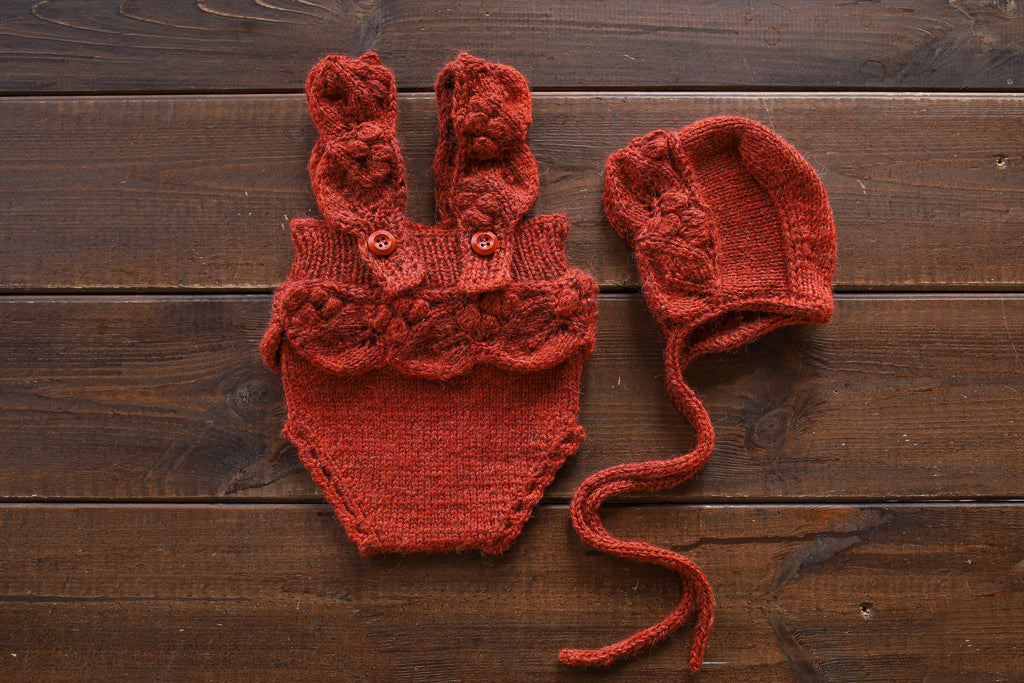 Knitted romper and bonnet,Newborn knitted Set,Newborn photography outfit,Сable knit romper,Pregnancy gift,newborn knit outfit,newborn props (Copy) (Copy) (Copy)