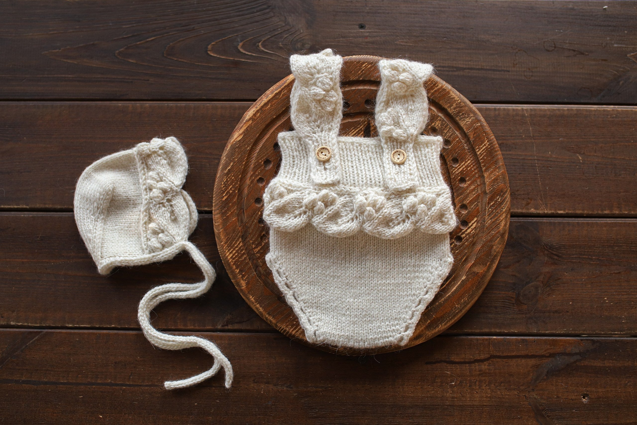 Newborn Baby Set: Romper and Cap, Gender Neutral Baby Outfit, Wool Blend Romper, Newborn Photo Shoot Outfit, Newborn Photo Prop Set, Baby Shower Gift (Copy) (Copy)