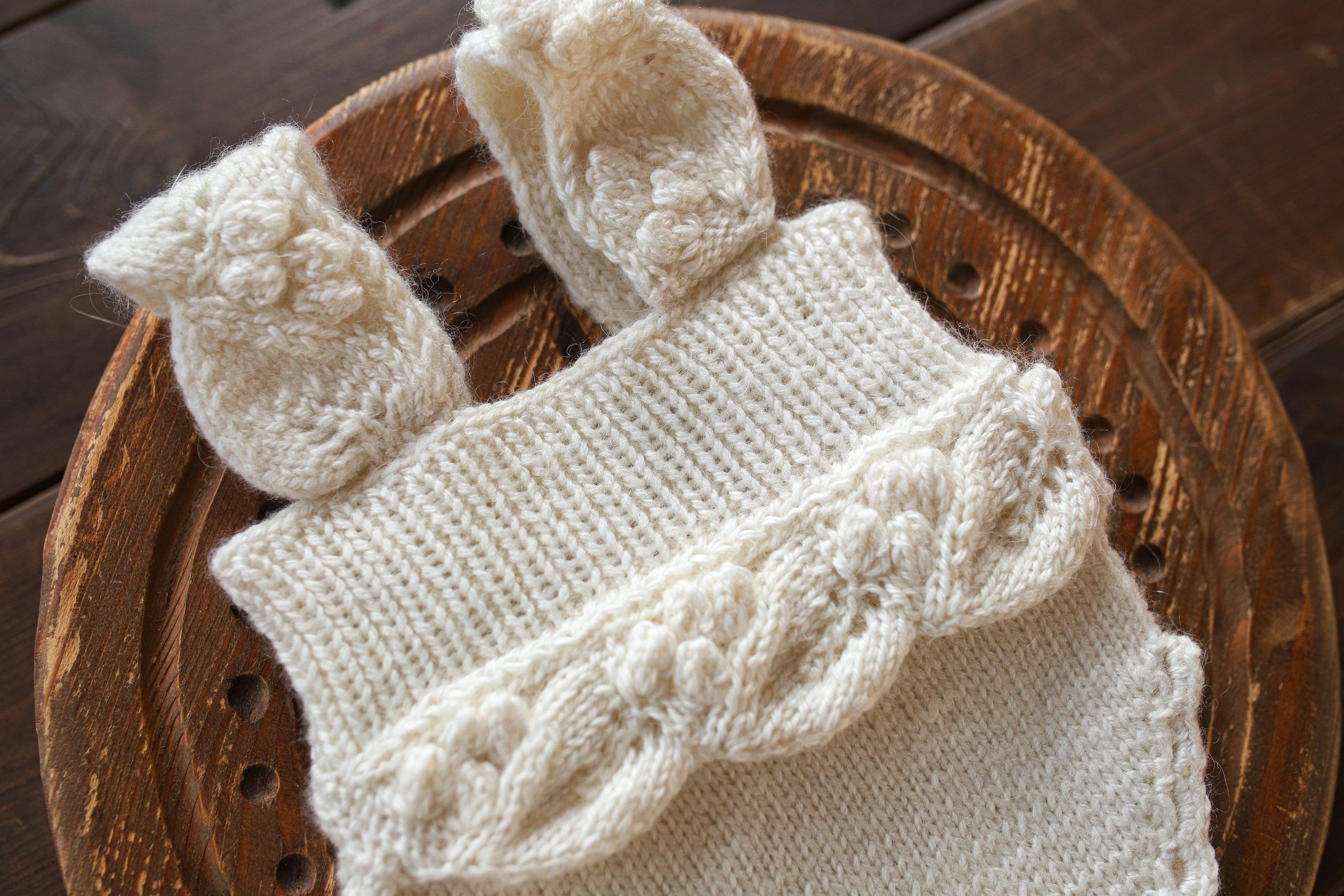 Newborn Baby Set: Romper and Cap, Gender Neutral Baby Outfit, Wool Blend Romper, Newborn Photo Shoot Outfit, Newborn Photo Prop Set, Baby Shower Gift (Copy) (Copy)