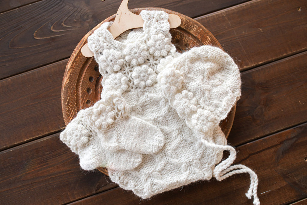 Knitted romper and bonnet,Newborn knitted Set,Newborn photography outfit,Сable knit romper,Pregnancy gift,newborn knit outfit,newborn props (Copy) (Copy)
