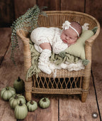 Knitted set for a newborn: jumpsuit, bonnet and socks, clothes for a newborn photo shoot, a gift for a party in honor of the future baby, clothes for discharge from the hospital.
