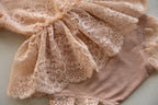 Peach Lace Newborn Romper with Peplum Skirt | Newborn Photo Prop